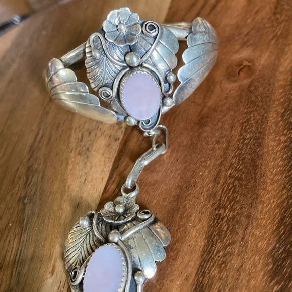 Large Navajo Pink Shell Cuff Bracelet Ring Combo pink conch vintage slave - Picture 9 of 11